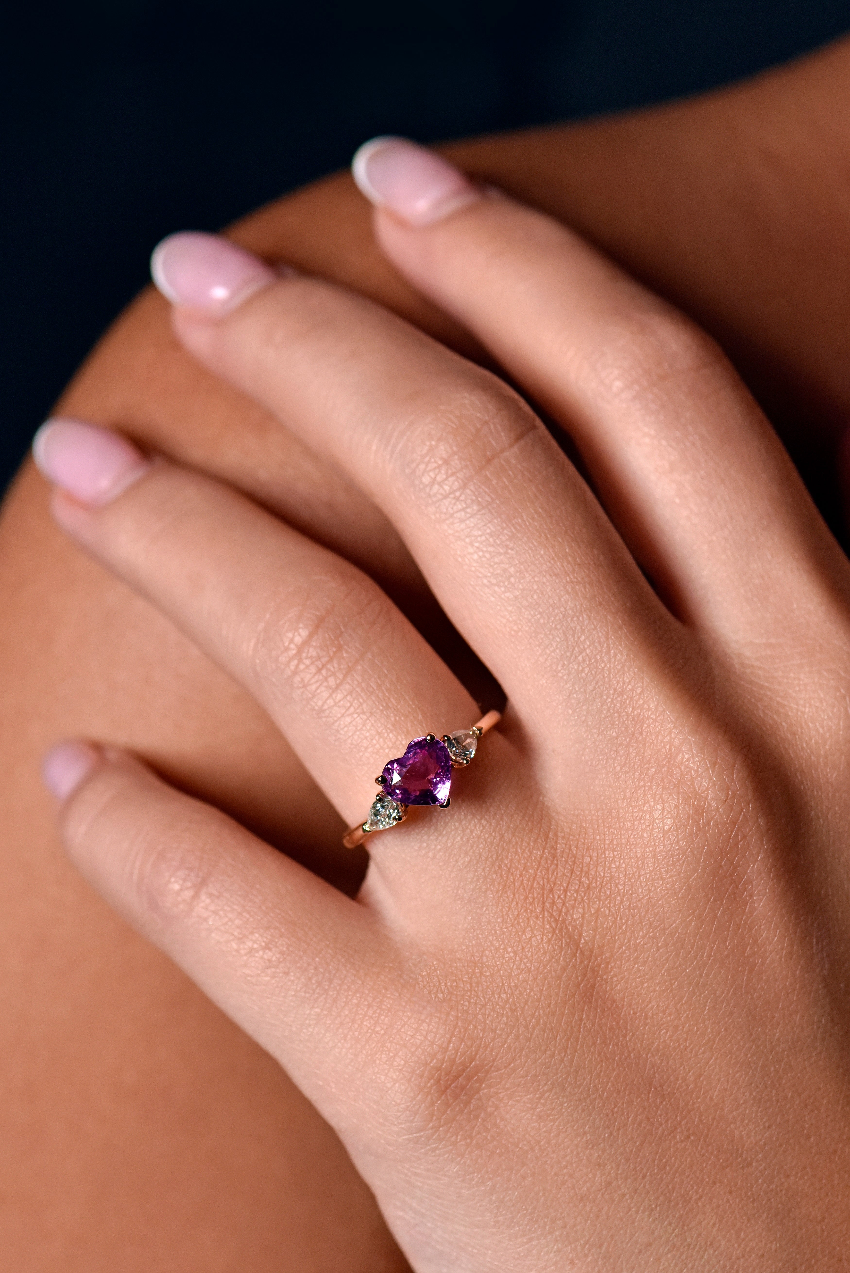 Pink Sapphire and Diamonds Ring