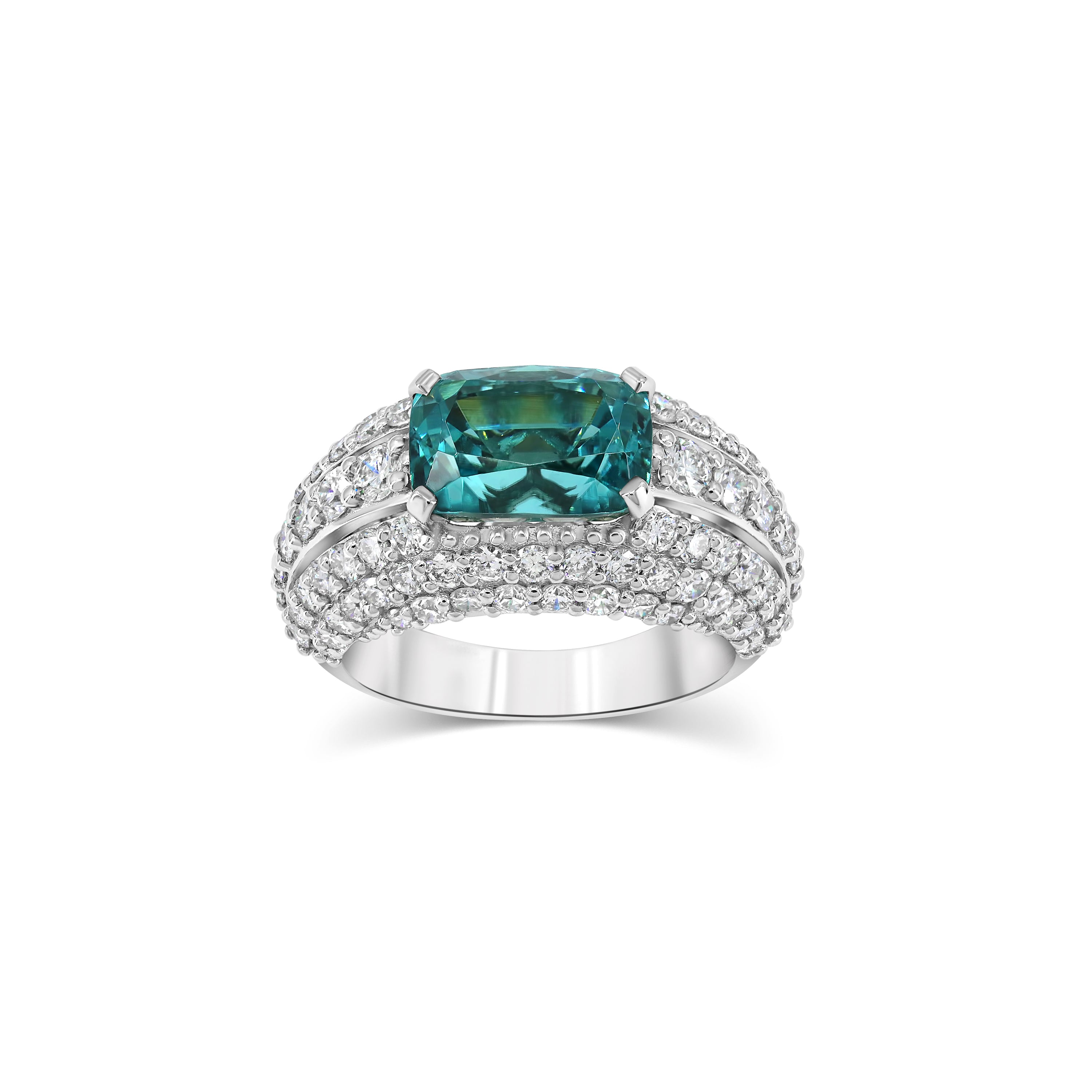 Greenish Blue Tourmaline Bombe Ring