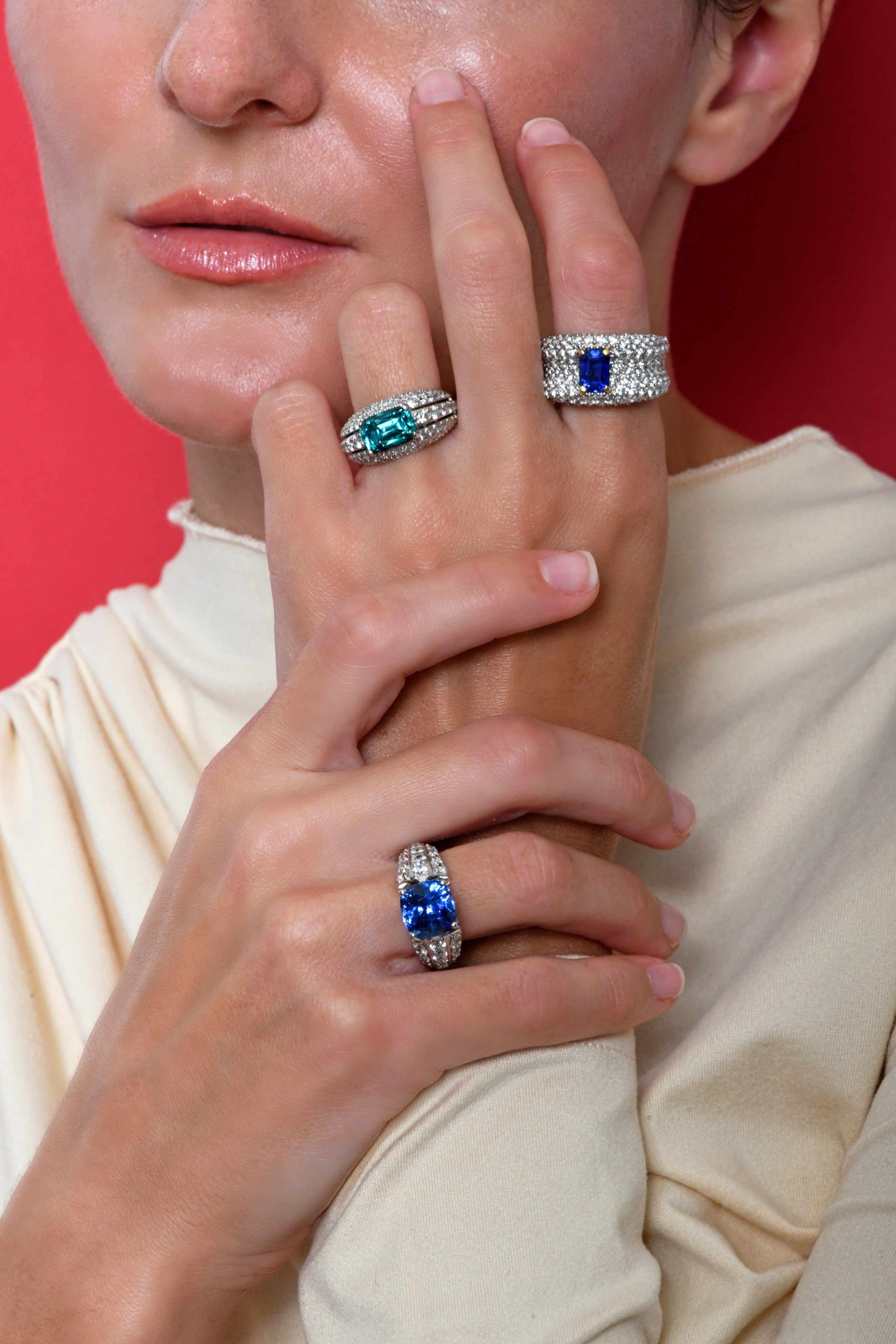 Greenish Blue Tourmaline Bombe Ring