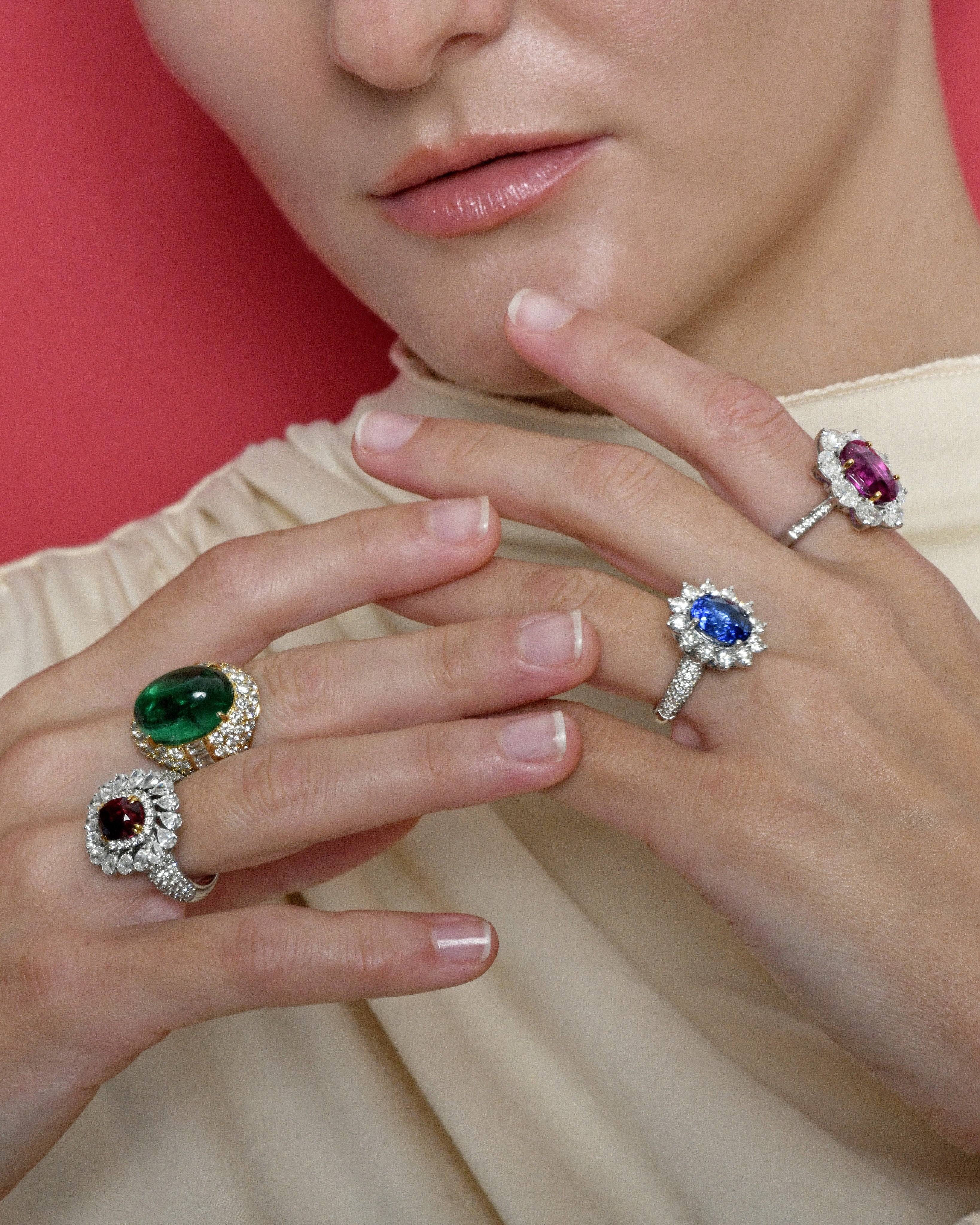 Emerald and Diamonds Bombe Ring